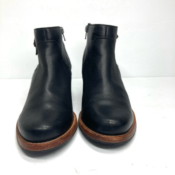 Clarks Women's Clarkdale Dawn Black Leather Boots 9m Wood Tone Soles Zip Closure - Picture 5 of 15